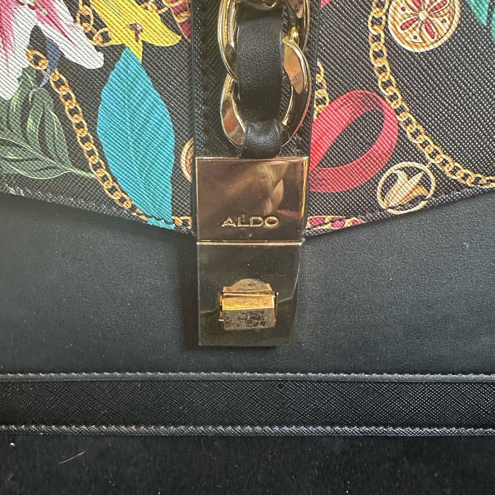Aldo Black and Multicolor Floral Satchel - Picture 11 of 14